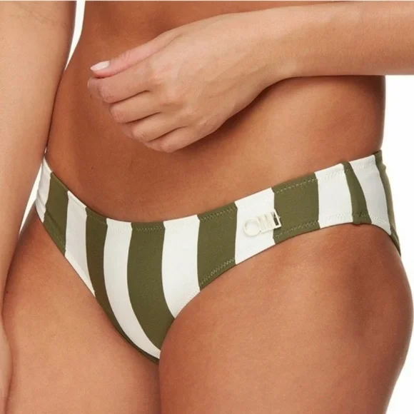 SOLID & STRIPED The Elle Bikini Bottom Olive Green White Stripe Swim Sma… - Picture 3 of 14